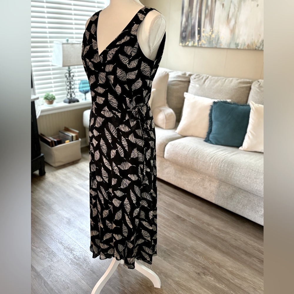 Mario Balthazar Black & Cream Sleeveless Full Wrap Dress Size 10 - Picture 3 of 12